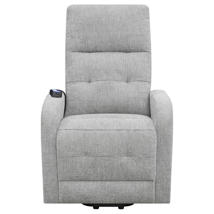 Howie Tufted Upholstered Power Lift Recliner Grey (609402P)