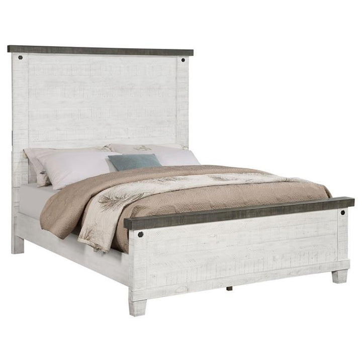 Lilith Eastern King Panel Bed Distressed Grey and White (224471KE)