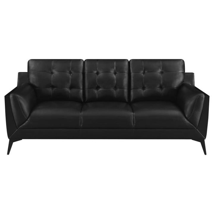 Moira Upholstered Tufted Living Room Set with Track Arms Black (511131-S3)