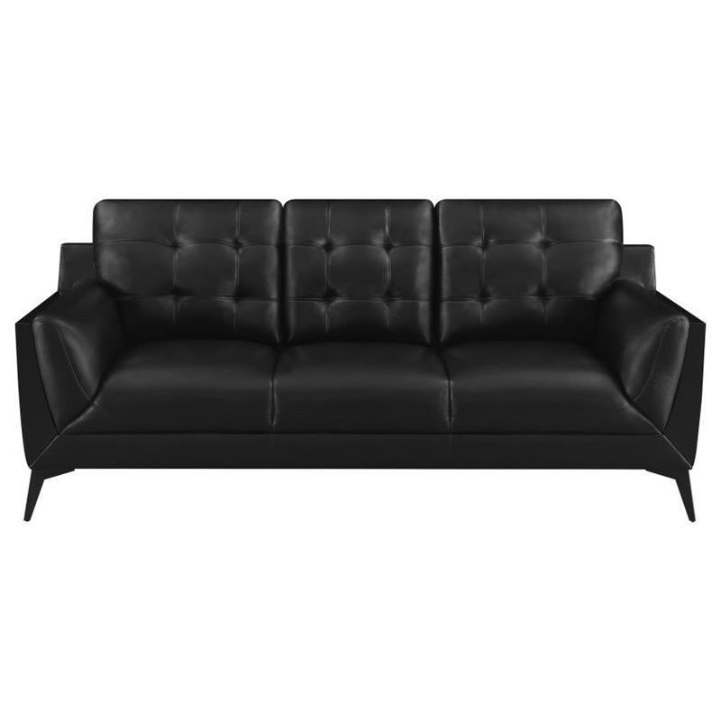 Moira Upholstered Tufted Living Room Set with Track Arms Black (511131-S2)