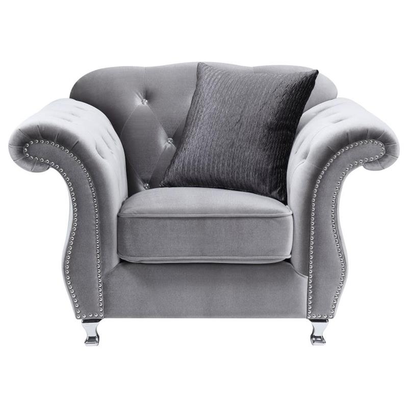 Frostine Button Tufted Chair Silver (551163)