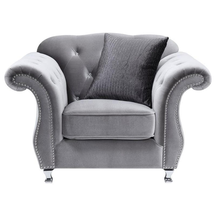 Frostine Button Tufted Chair Silver (551163)