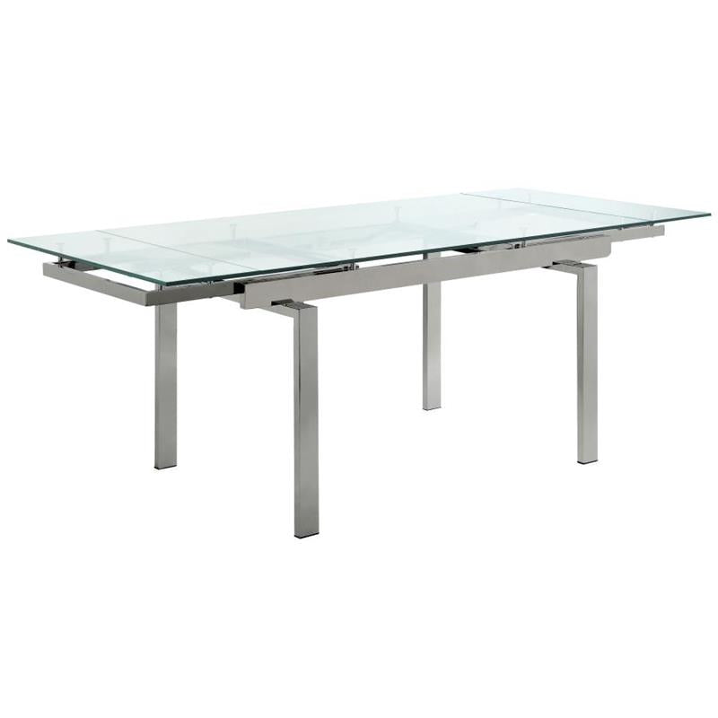 Wexford Glass Top Dining Table with Extension Leaves Chrome (106281)