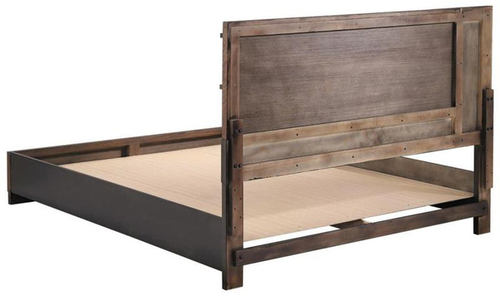 Azalia Rectangular Bed Black and Walnut (224281KE)