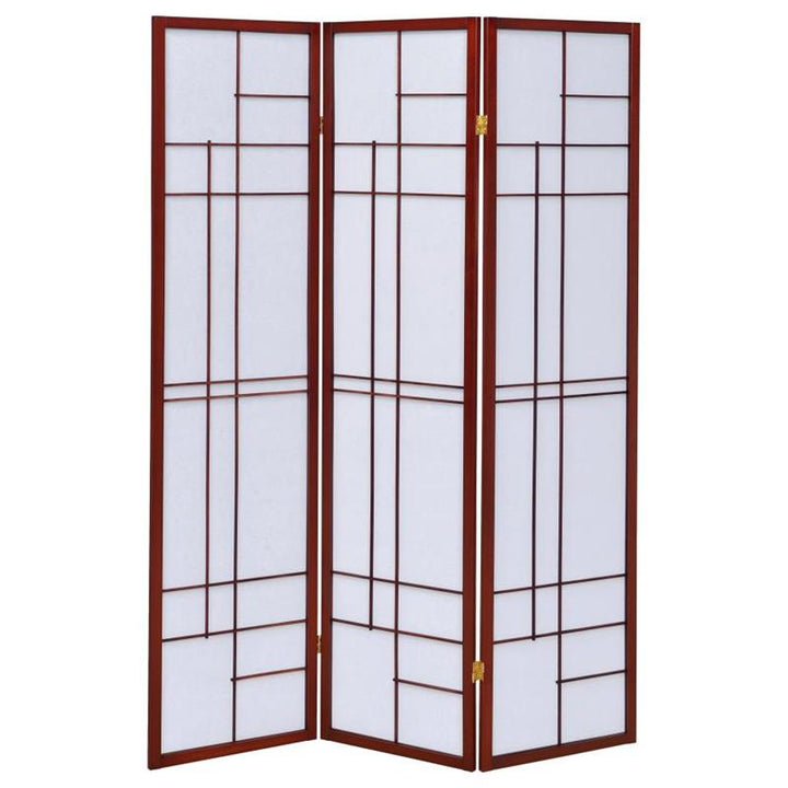 Katerina 3-panel Folding Floor Screen White and Cherry (900110)