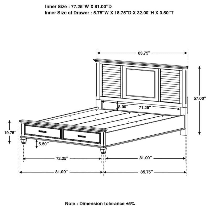 Franco Eastern King Platform Storage Bed Weathered Sage (205730KE)