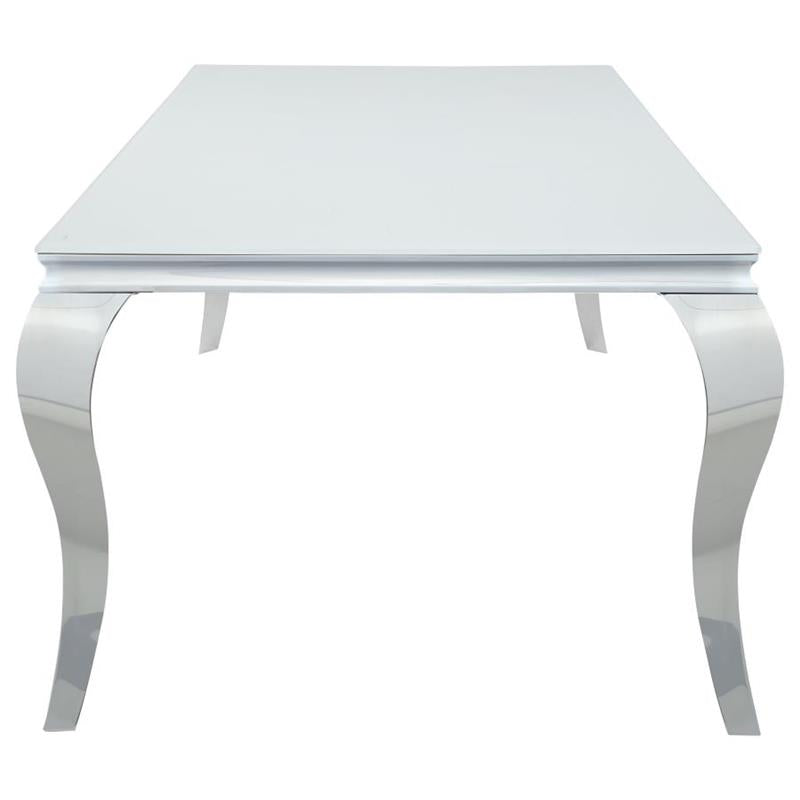 Carone Rectangular Glass Top Dining Table White and Chrome (115081)