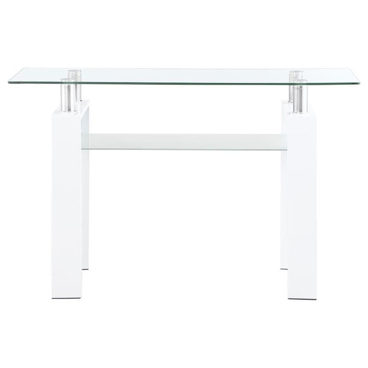 Dyer Rectangular Glass Top Sofa Table With Shelf White (703439)