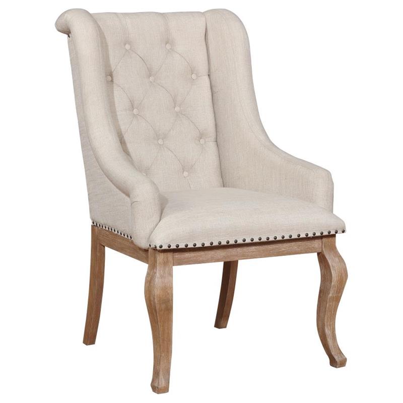 Brockway Tufted Arm Chairs Cream and Barley Brown (Set of 2) (110293)