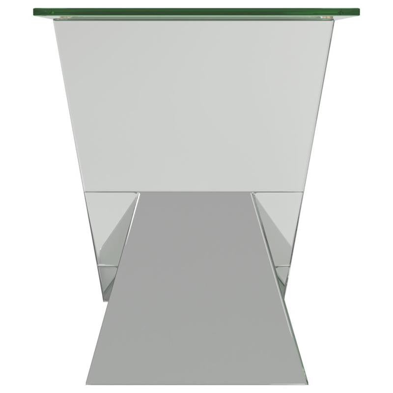 Taffeta V-shaped End Table with Glass Top Silver (723447)