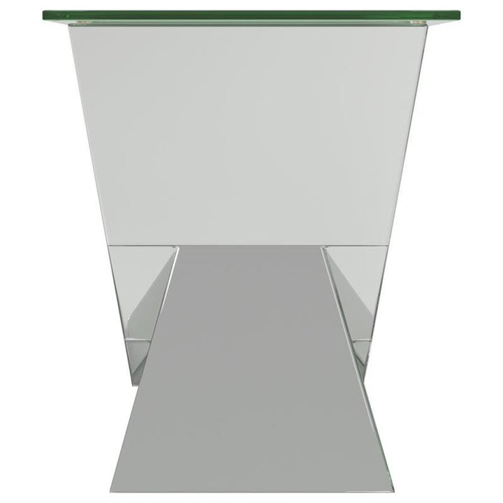 Taffeta V-shaped End Table with Glass Top Silver (723447)