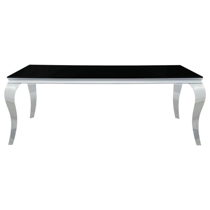 Carone Rectangular Glass Top Dining Table Black and Chrome (115071)