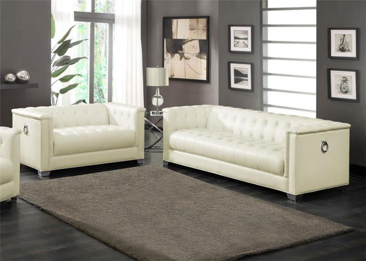 Chaviano 2-piece Upholstered Tufted Sofa Set Pearl White (505391-S2)