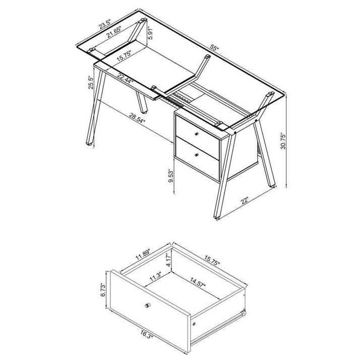 Weaving 2-drawer Computer Desk Black (800436)