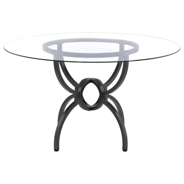 Aviano 48" Round Glass Top Dining Table Clear and Gunmetal (108291BG)