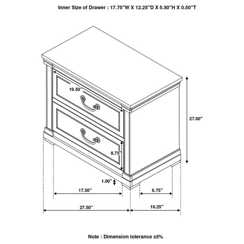 Hillcrest 2-drawer Nightstand Dark Rum and White (223352)