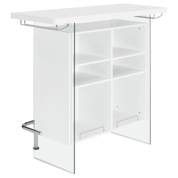 Acosta Rectangular Bar Unit with Footrest and Glass Side Panels (182632)