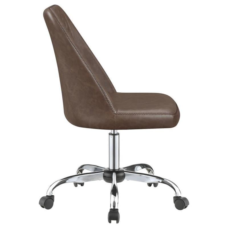 Althea Upholstered Tufted Back Office Chair Brown and Chrome (881197)