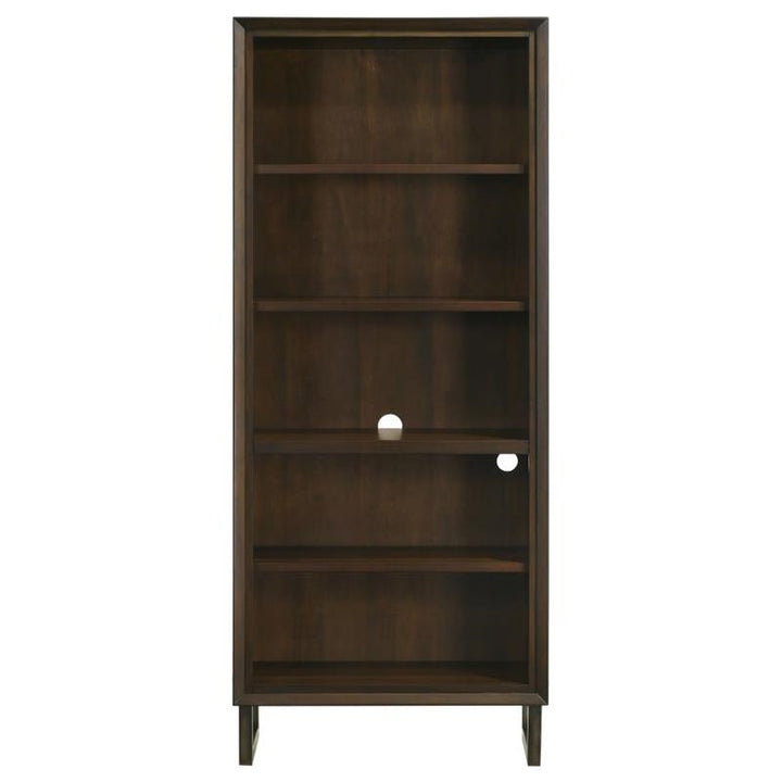 Marshall 4-shelf Bookcase Dark Walnut and Gunmetal (881295)