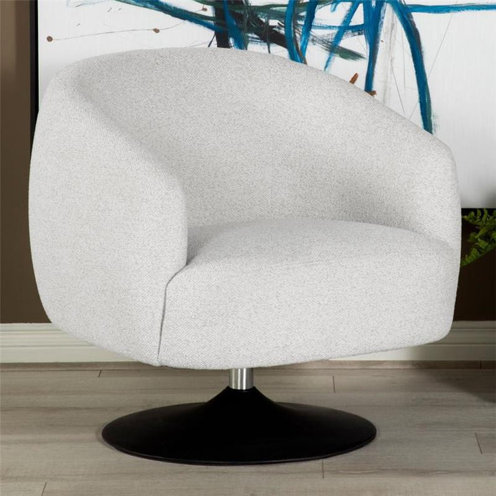 Dave Upholstered Swivel Accent Chair Beige and Matte Black (905739)