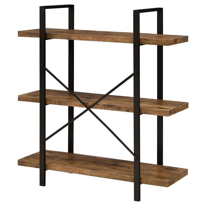 Cole 3-Shelf Bookcase Antique Nutmeg and Black (805805)