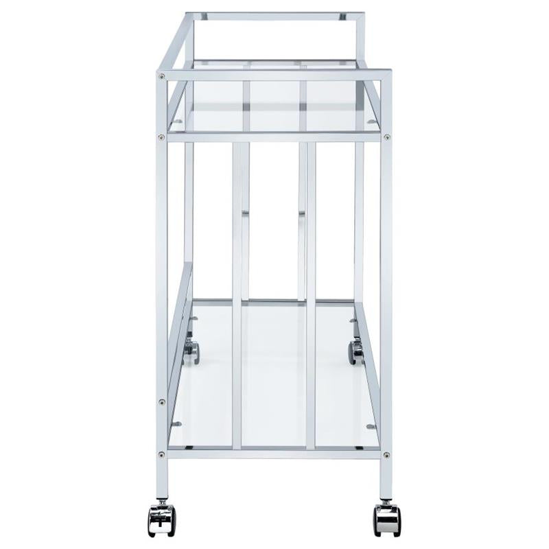 Cara Rectangular Glass Bar Cart Chrome (181382)