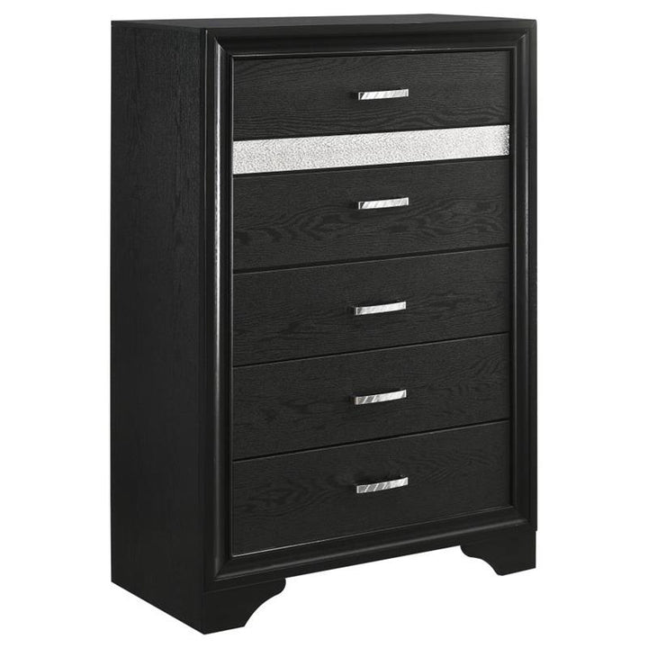 Miranda 5-drawer Chest Black and Rhinestone (206365)