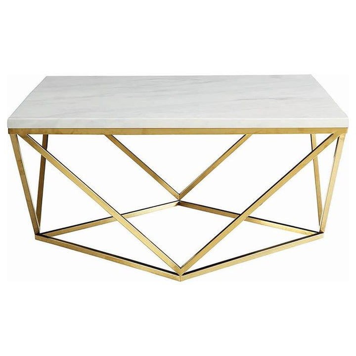 Meryl Square Coffee Table White and Gold (700846)