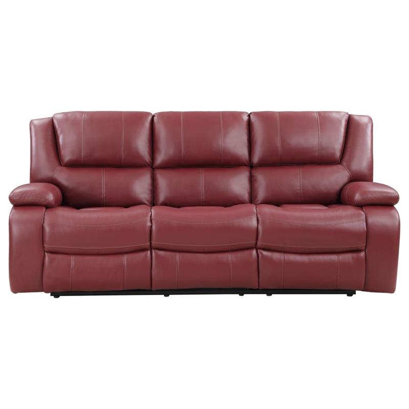 Camila 2-piece Upholstered Reclining Sofa Set Red Faux Leather (610241-S2)