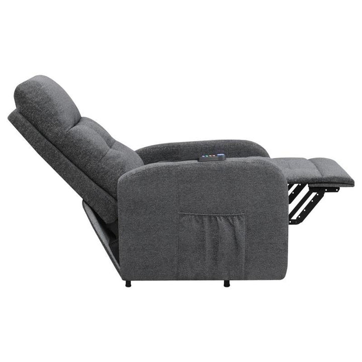 Howie Tufted Upholstered Power Lift Recliner Charcoal (609403P)