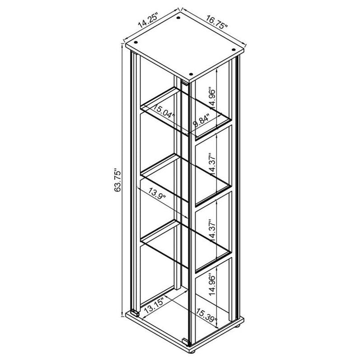 Cyclamen 4-shelf Glass Curio Cabinet Black and Clear (950171)