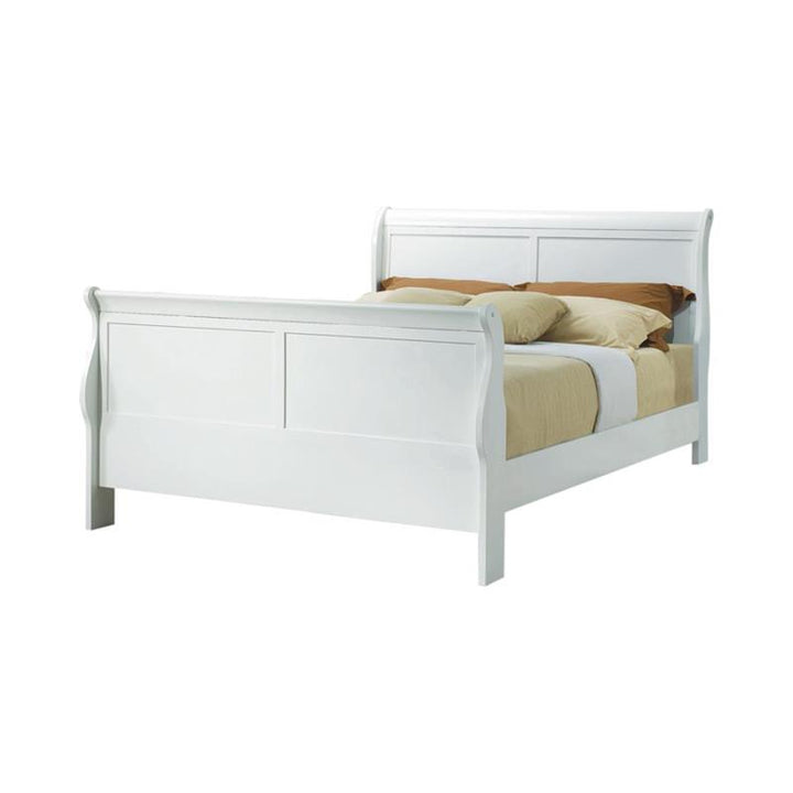 Louis Philippe Queen Sleigh Panel Bed White (204691Q)