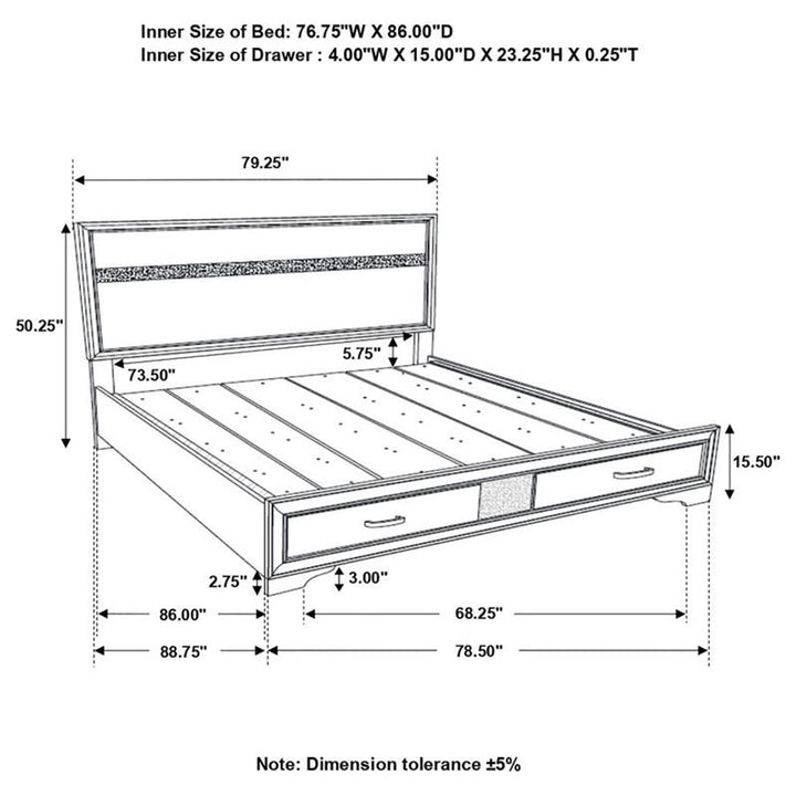 Miranda California King 2-drawer Storage Bed Black (206361KW)