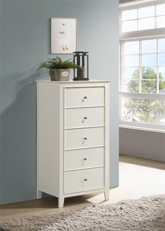 Selena 5-drawer Chest Cream White (400235)