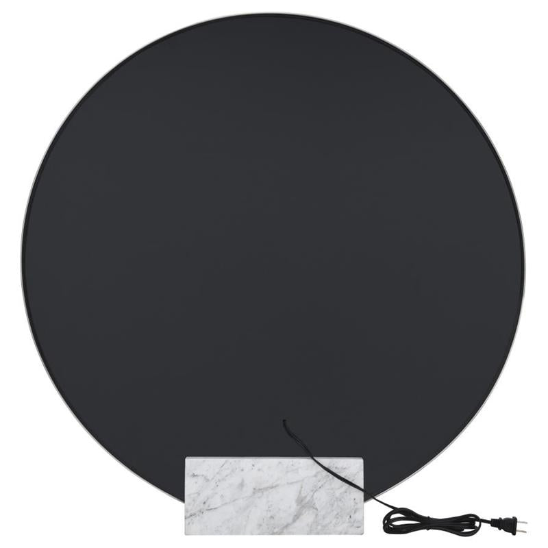 Jocelyn Round Table Top LED Vanity Mirror White Marble Base Chrome Frame (960960)