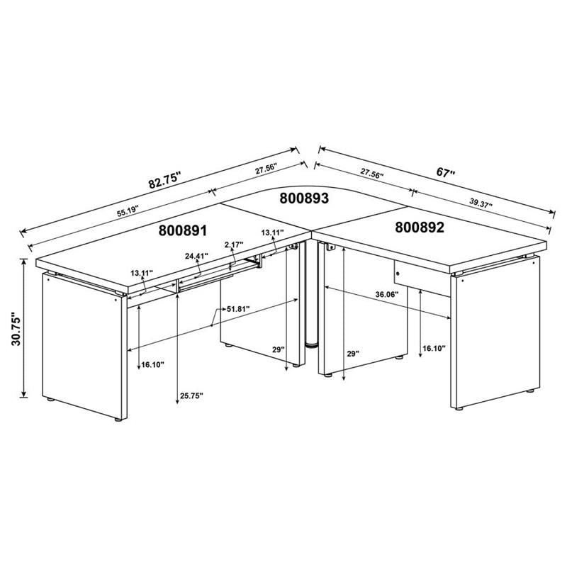 Skylar Engineered Wood L-Shape Computer Desk Cappuccino (800891L)