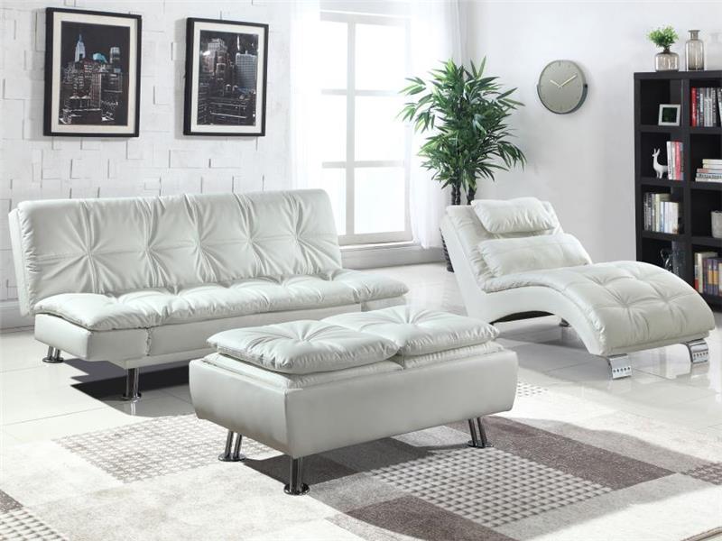 Dilleston Tufted Back Upholstered Sofa Bed White (300291)