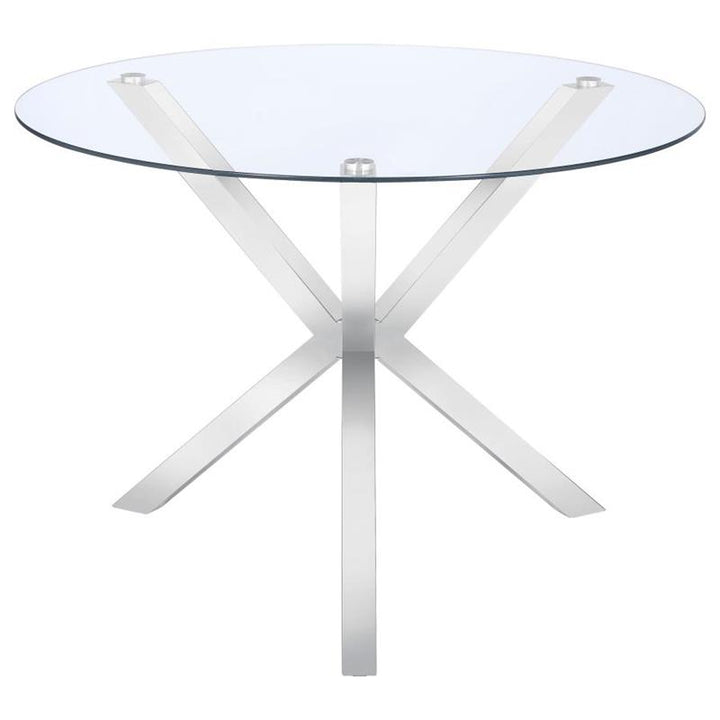Vance Glass Top Dining Table with X-cross Base Chrome (120760)