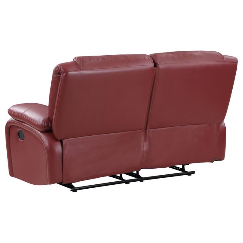 Camila 2-piece Upholstered Reclining Sofa Set Red Faux Leather (610241-S2)