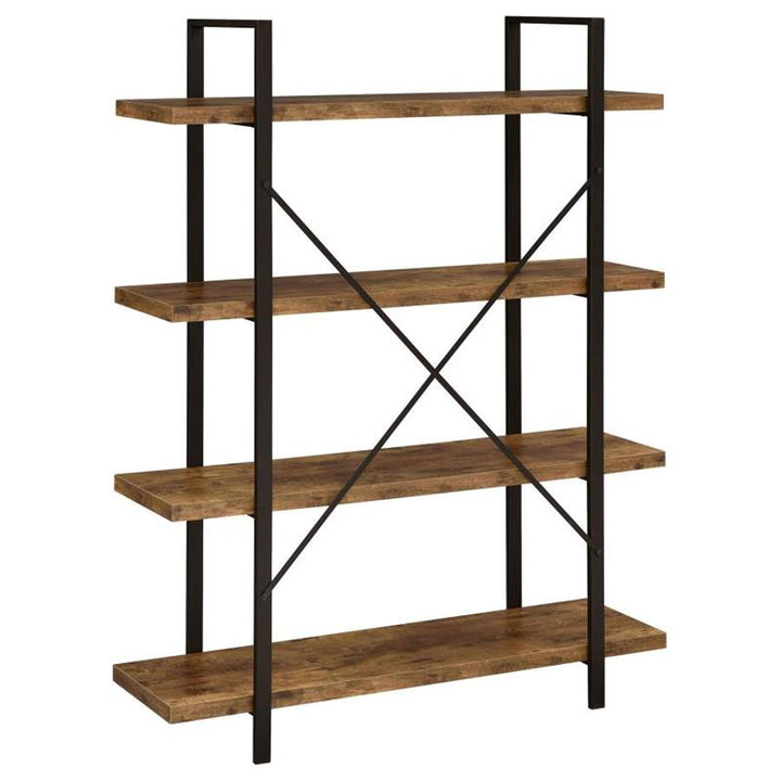 Cole 4-Shelf Bookcase Antique Nutmeg and Black (805806)