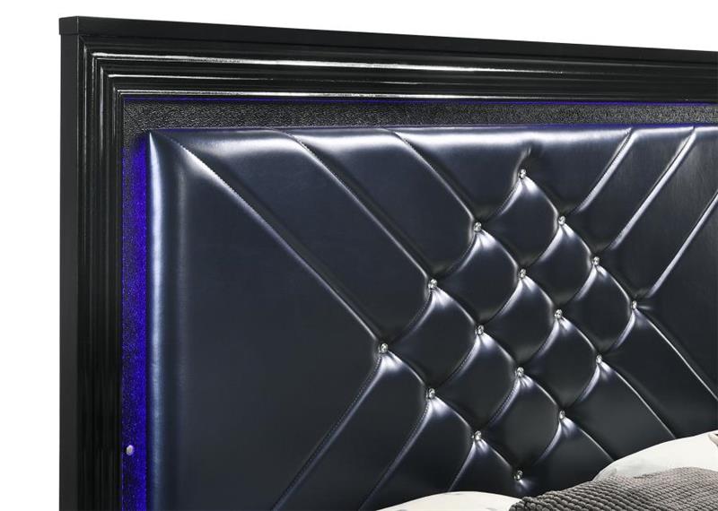 Penelope California King Bed with LED Lighting Black and Midnight Star (223571KW)