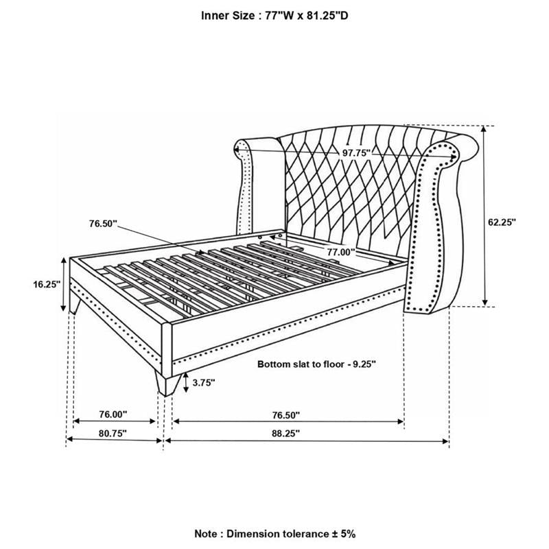 Barzini Eastern King Wingback Tufted Bed White (300843KE)