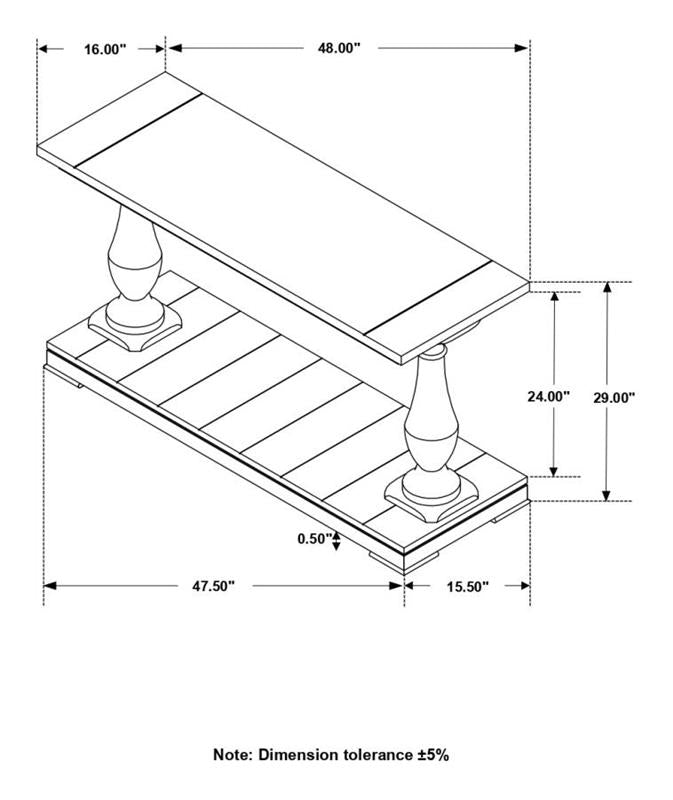 Walden Rectangular Sofa Table with Turned Legs and Floor Shelf Coffee (753379)