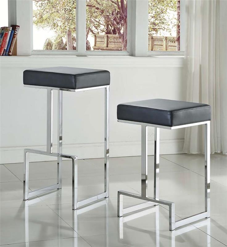 Gervase Square Counter Height Stool Black and Chrome (105253)