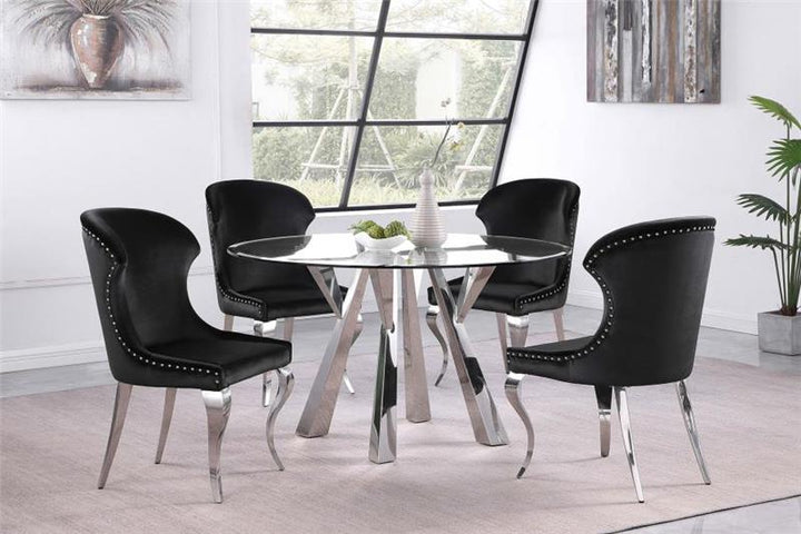 Alaia Round Glass Top Dining Table Clear and Chrome (190710)