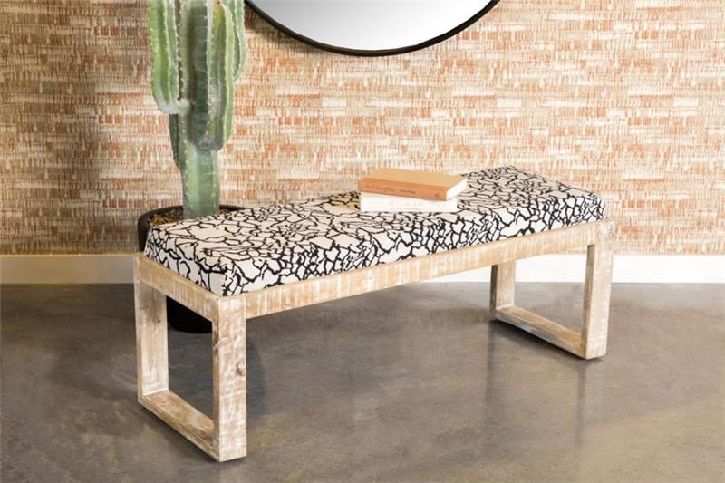 Aiden Sled Leg Upholstered Accent Bench Black and White (914138)