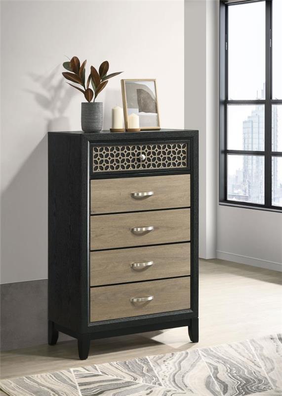 Valencia 5-drawer Chest Light Brown and Black (223045)