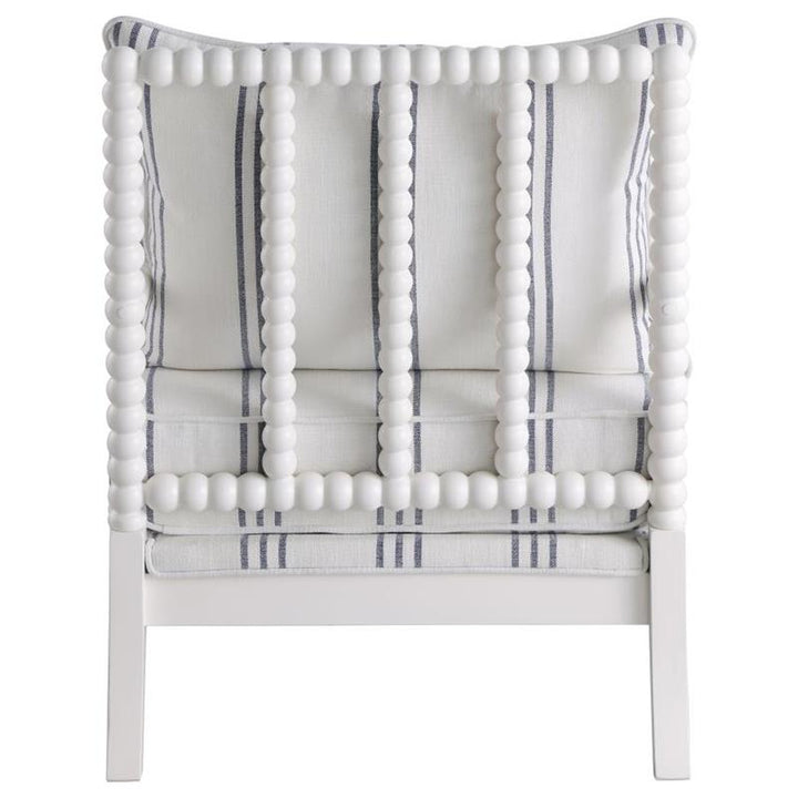 Blanchett Upholstered Accent Chair with Spindle Accent White and Navy (903835)