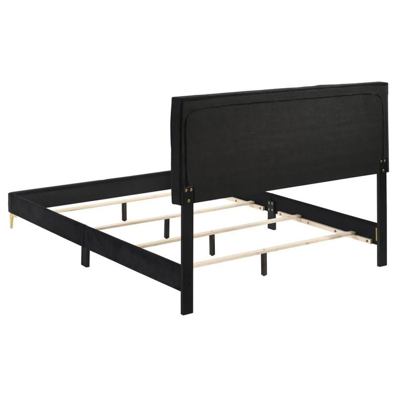 Kendall Tufted Panel California King Bed Black and Gold (224451KW)