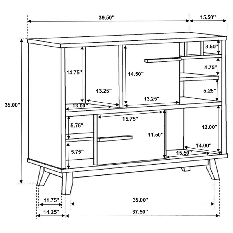 Ezekiel Wine Cabinet with 2 Sliding Doors Walnut and Black (182873)